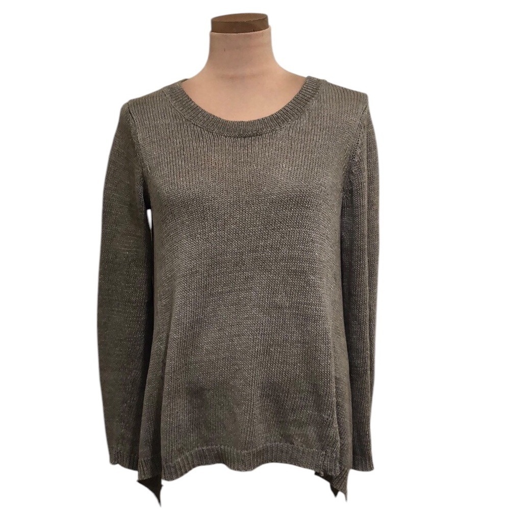 Vince Linen Sweater Size Medium Tan Asymmetrical Hem Pullover